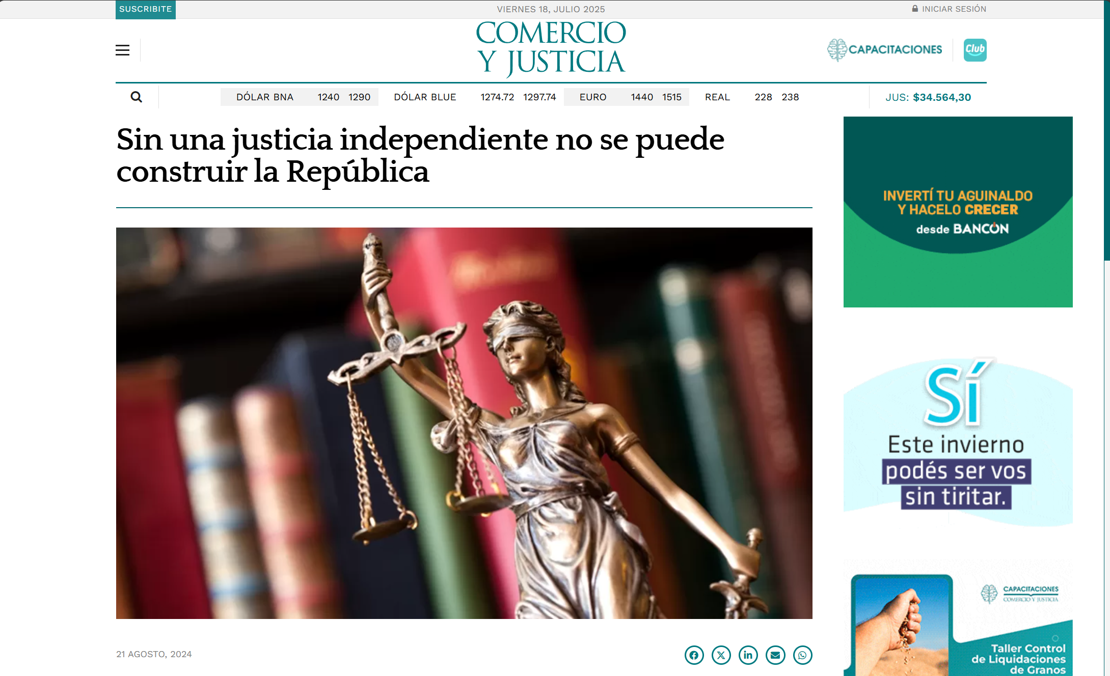 Sin una justicia independiente no se puede construir la República